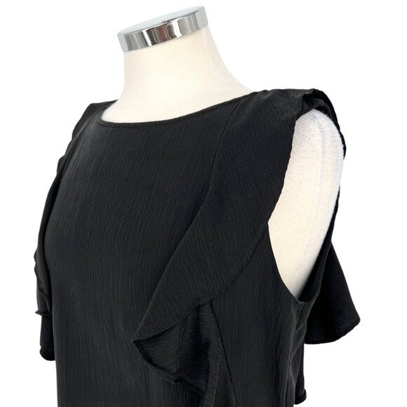 Sanctuary Black Silk Ruffle Sleeveless Top Blouse Size Large - Picture 3 of 9